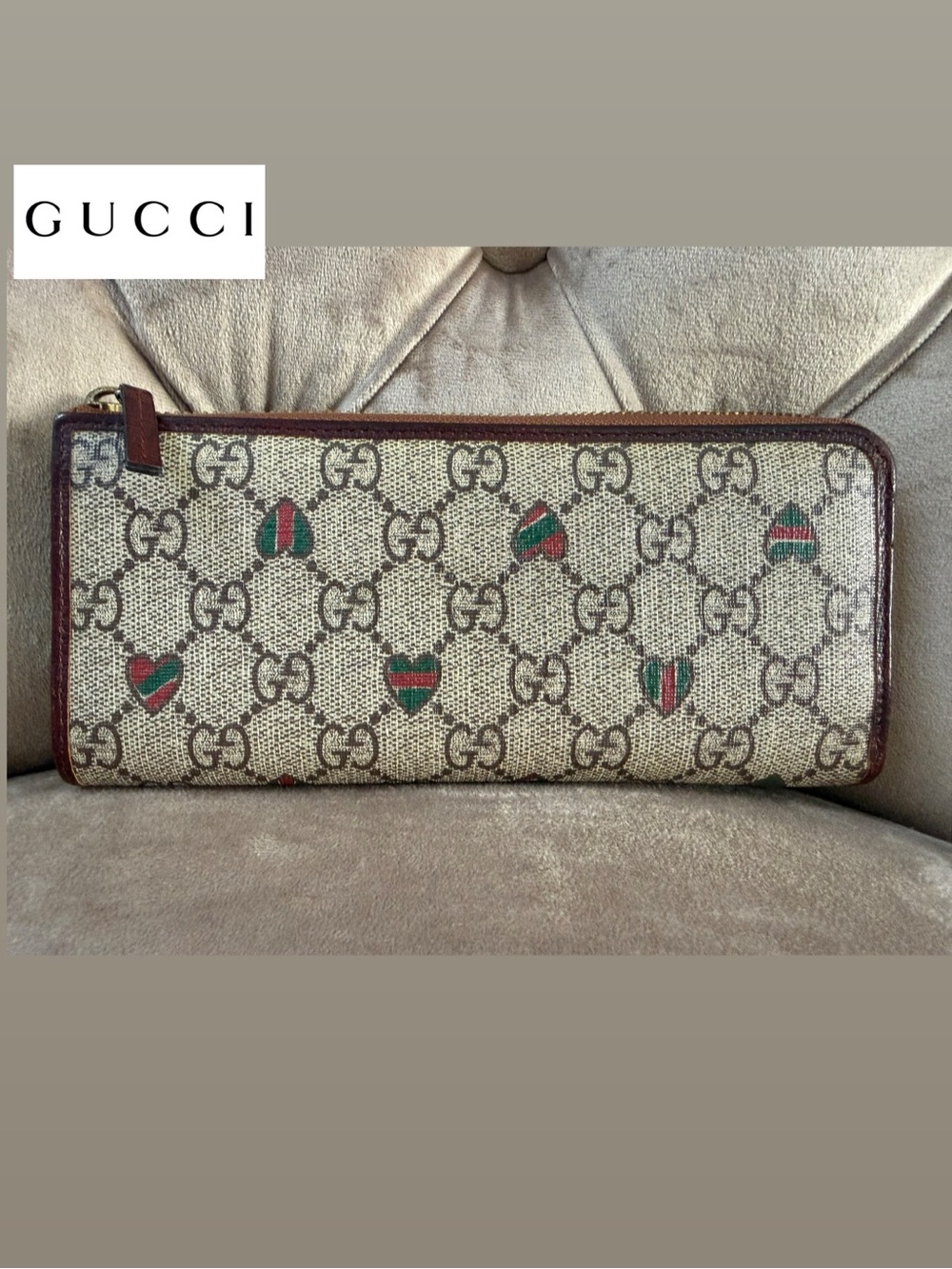 GUCCI GG Supreme Canvas Love Zippy Long Wallet